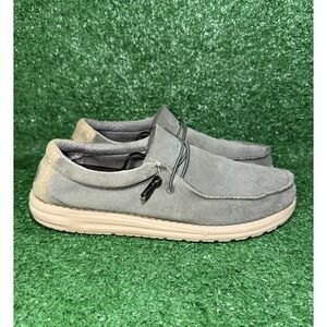 Hey Dude Mens Size 10 Wally Slip On Shoes Grey Suede Comfy Loafer Sneakers